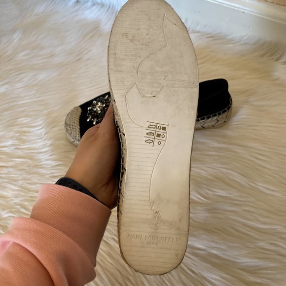 Karl Lagerfeld Paris Anja Espadrille Flats Black 9M - Picture 6 of 12